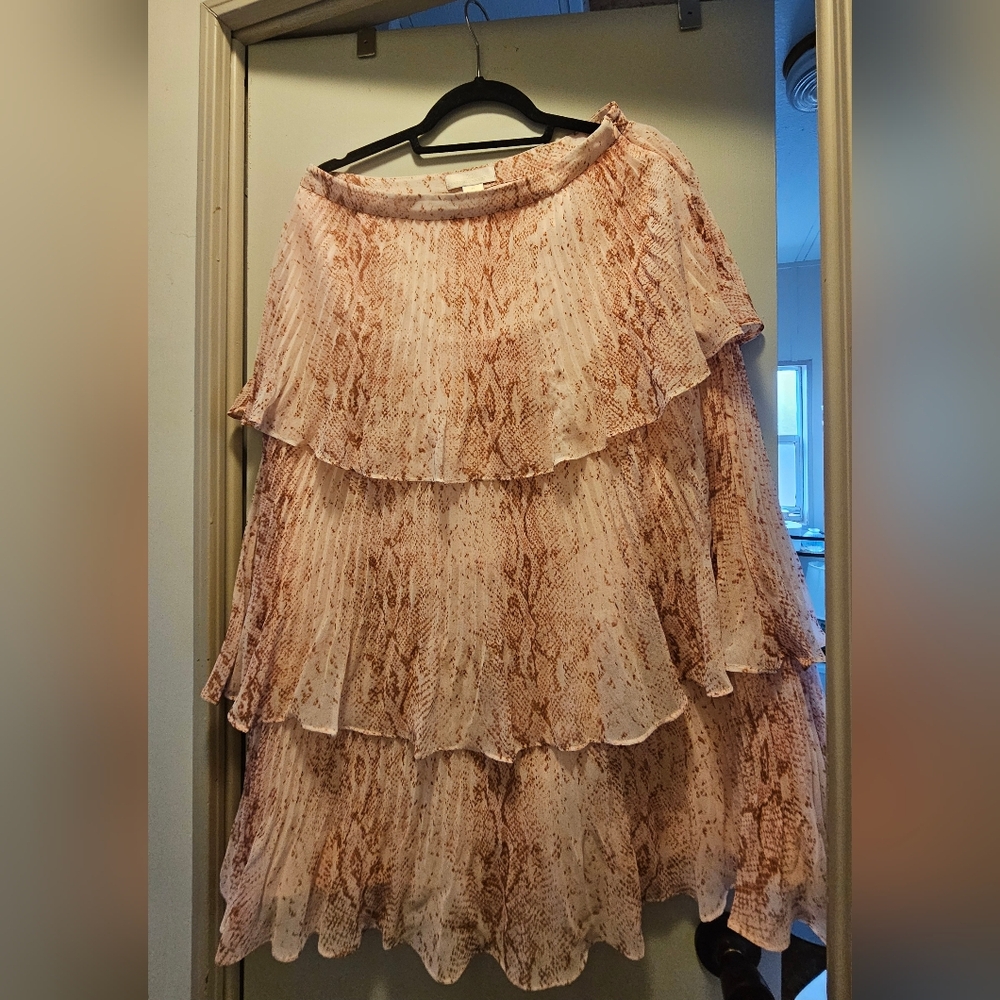 Rachel Parcell Tiered Pink Snake Print Skirt